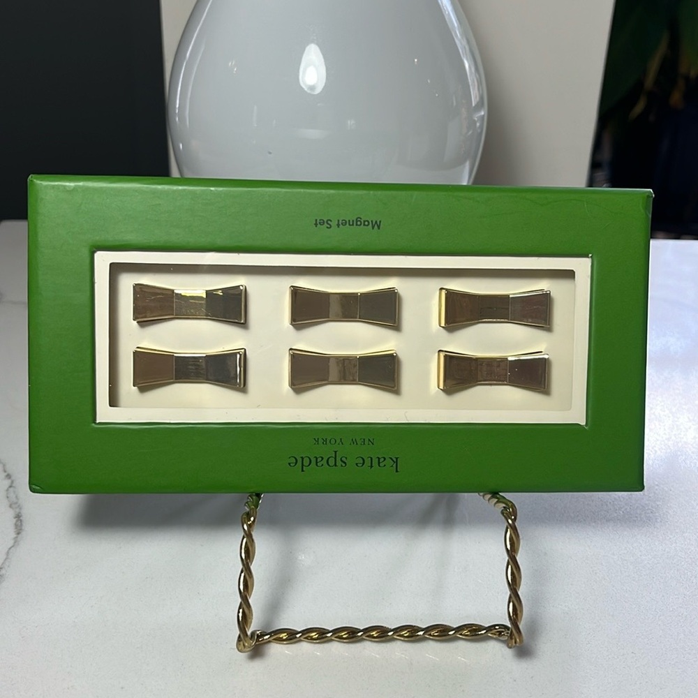 NWT Kate Spade BOW LOVELY MAGNETS 6 Magnet Set Gold Toned
